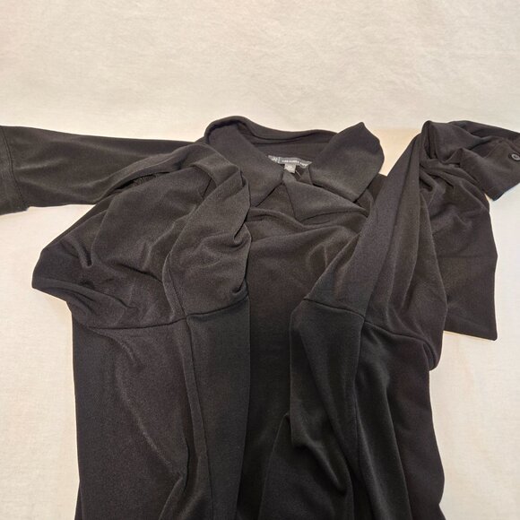 ADRIANNA PAPELL Solid Knit Long Sleeve Wing Full Button Black Shirt Size XXL NEW - Picture 7 of 16